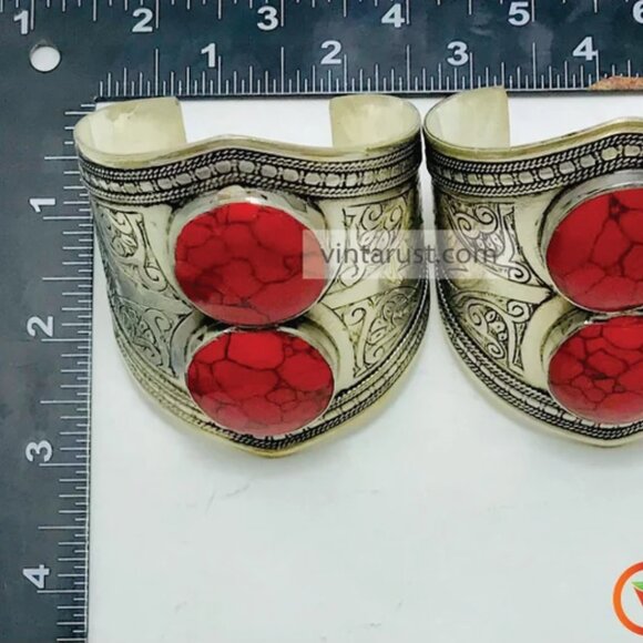 Single Red Coral Bracelets, Gemstone Bracelets, Vintage Handmade Adjustable - Picture 7 of 15